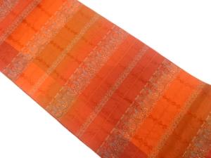 横段に抽象花模様織り出し　全通袋帯